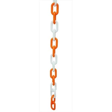Vic Crowd Control Inc VIP Crowd Control 1888-50D 1.5 in. dia. Plastic Chain - 50 ft. Length; Orange & White 1888-50D